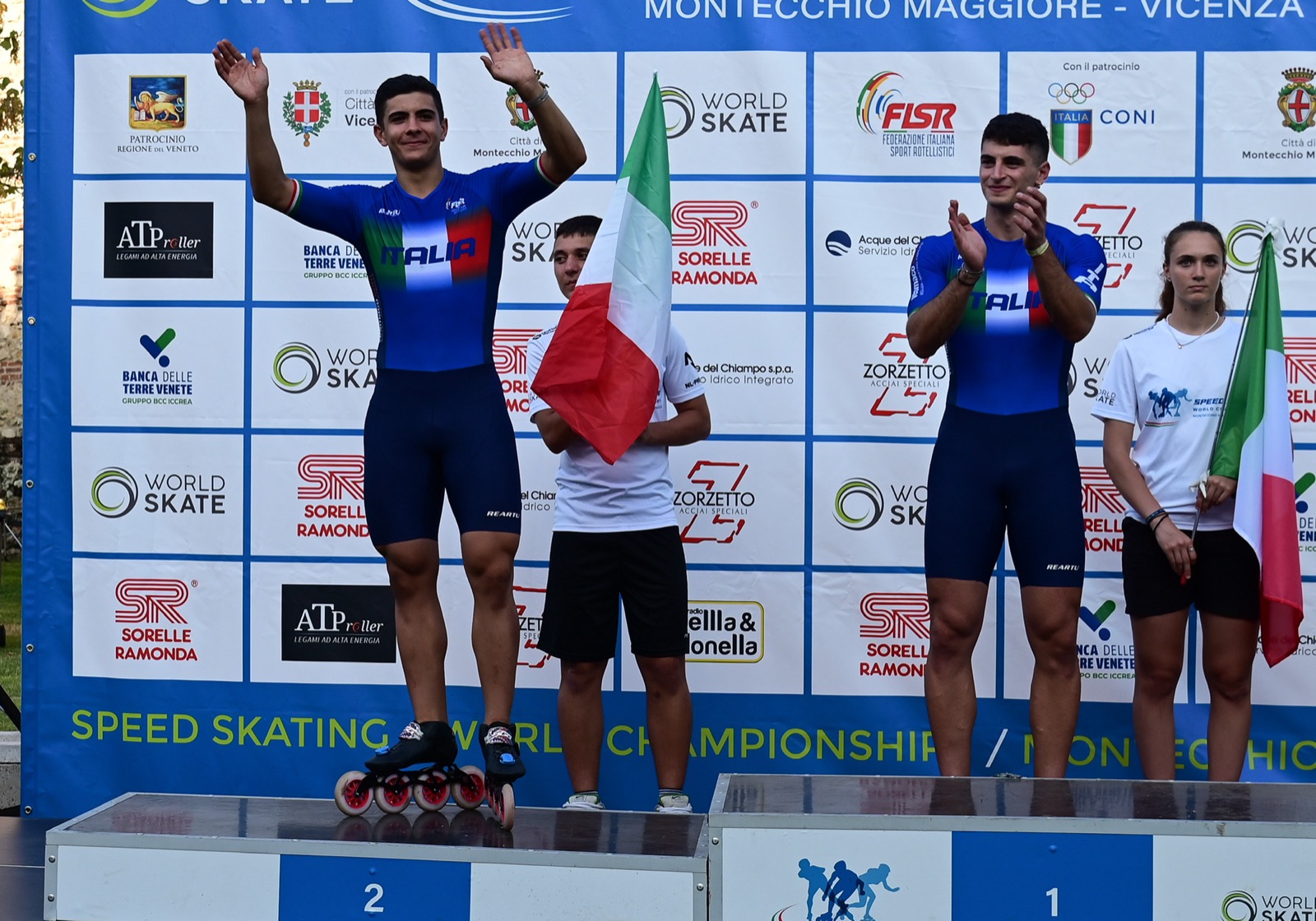 Alessio Piergigli on the podium at the World Championship in Montecchio Maggiore, Vicenza