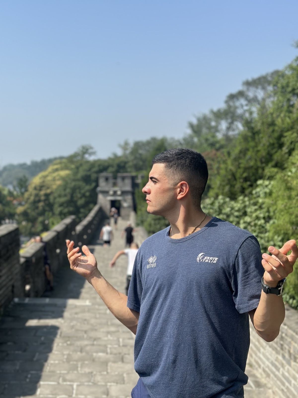 Alessio Piergigli visiting the Great Wall of China during the World Championship in Beidaihe