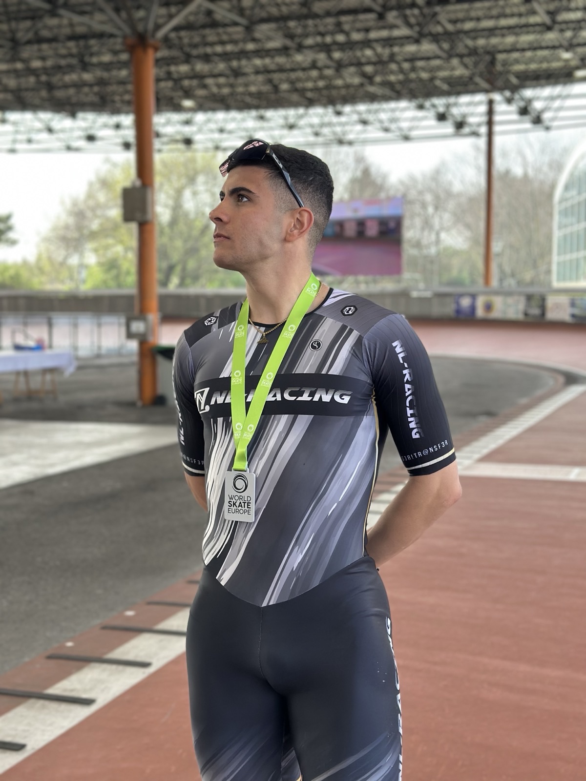 Alessio Piergigli with his World Skate Europe medal at the Trofeo Villa de Gijón